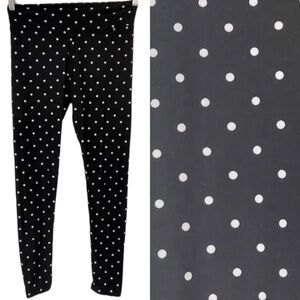 Leggings Depot Black & White Polka Dot Leggings size OS